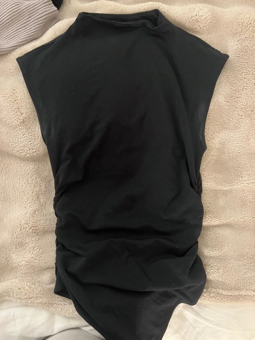 Abercrombie high neck ruched black bodysuit